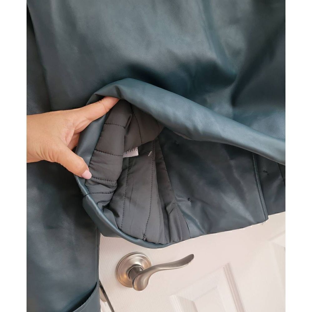 Teal Padded Biker FauxLeather Jacket-Victoria S - Picture 6 of 11